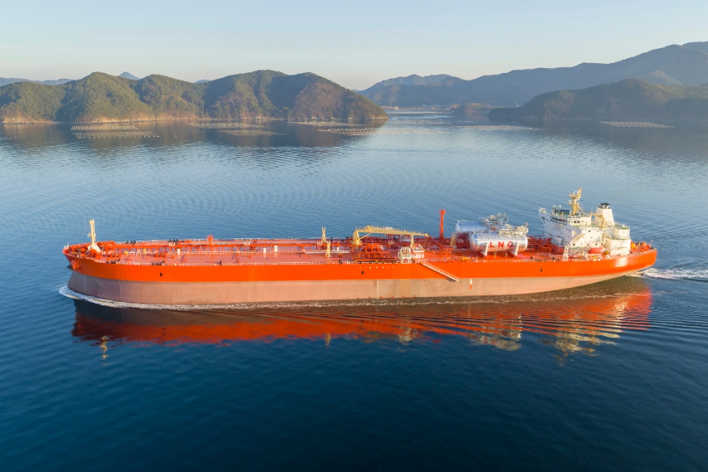 삼성중공업이 건조한 LNG 연료추진 원유운반선.(사진=삼성중공업)