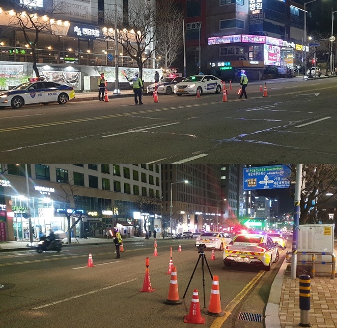 미리예고한 음주단속 현장. (사진제공=부산경찰청)