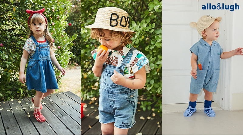 (왼쪽부터)알로앤루'스윗 플라워 가든 멜빵 스커트', '마일 써니 붐붐 오버올’, '슈가 캐롯 우주복'.(사진=제로투세븐)