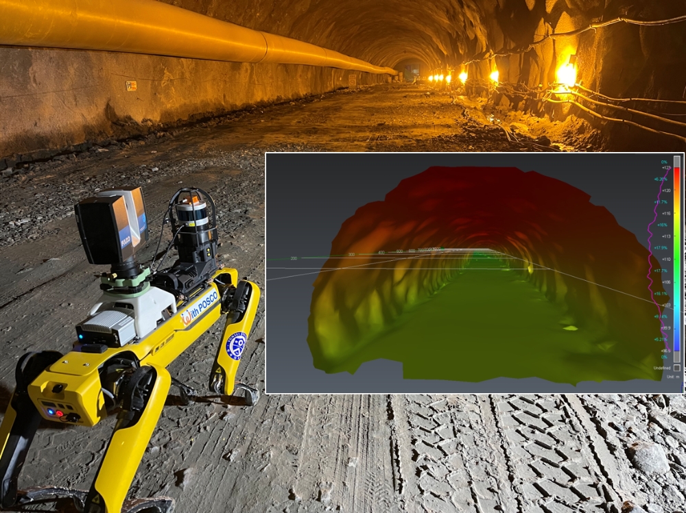 포스코건설이 최근 국내 최초로 ‘포천~화도 고속도로 4공구’ 터널공사에 고성능 측정장비를 탑재한 자율보행 로봇을 적용해 시공 안전 · 품질 관리에 나서고 있다.(사진=포스코건설)
