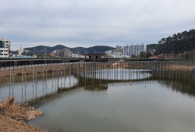 일광신도시 내 저류지 전경.(사진제공=부산 기장군)