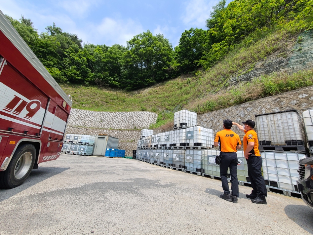 5월 31일 이뤄진 웅촌119안전센터 안전점검 모습.(사진제공=울산온산소방서)