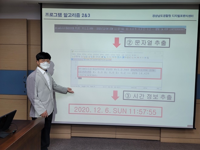 허민철 경장이 발표를 하고 있다.(사진제공=경남경찰청)