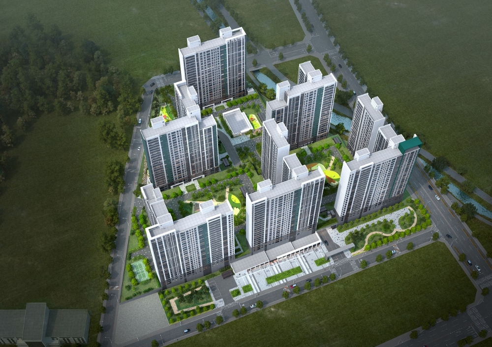 구미 푸르지오 센트럴파크 조감도.(사진=대우건설)