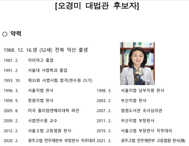 오경미 대법관 후보자.(제공=대법원)