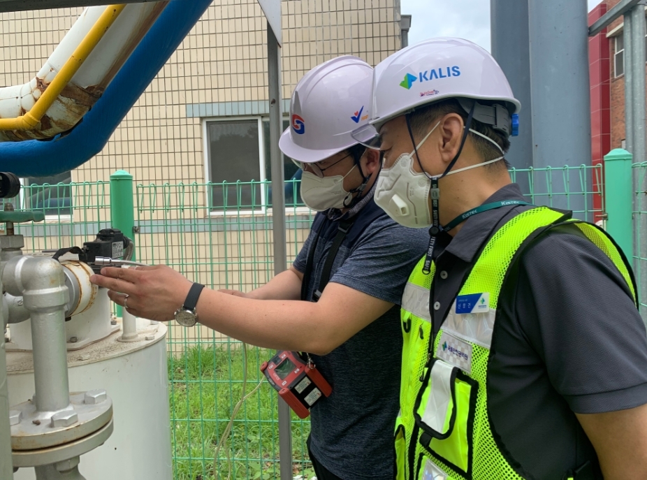 합천군 하수처리시설 점검 전경.(사진=국토안전관리원)