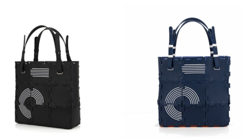 한글의 창제원리인 천지인을 기반으로 열차 선로를 조합해 디자인한 SRT 한글슈퍼피스 가방.(사진=SR)