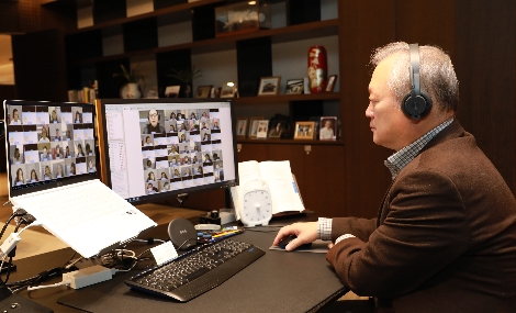 NH투자증권 정영채 사장이 '2022 리더스 컨퍼런스'를 진행하고 있다. 사진=NH투자증권