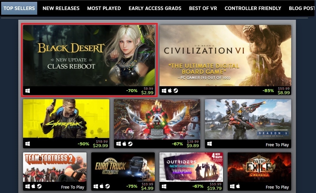 펄어비스 ‘검은사막’ 스팀 ‘2021 최고작’ 최다 판매 부문 선정