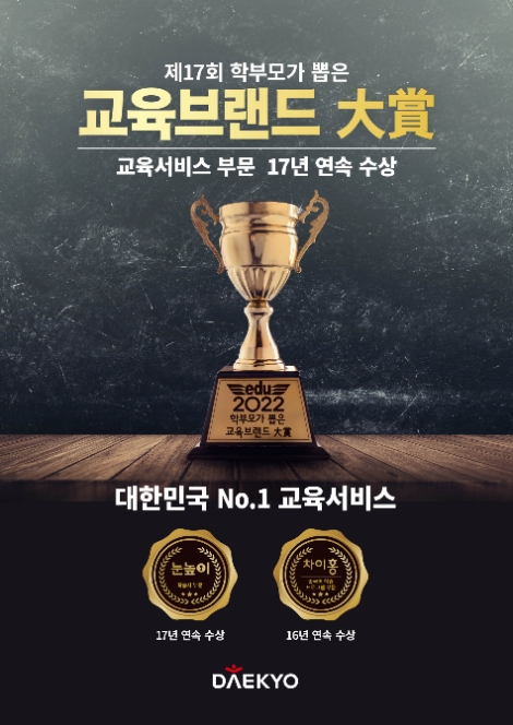 대교, '2022 학부모가 뽑은 교육브랜드 대상' 수상