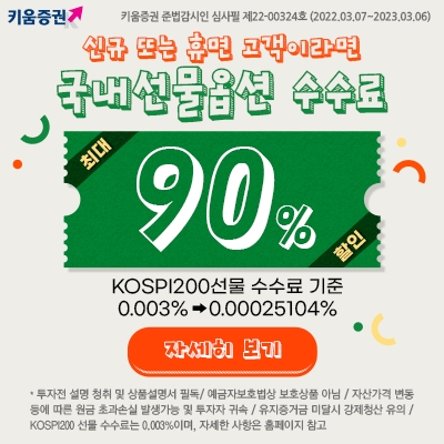 키움증권, 국내선물옵션 수수료 할인 이벤트 실시