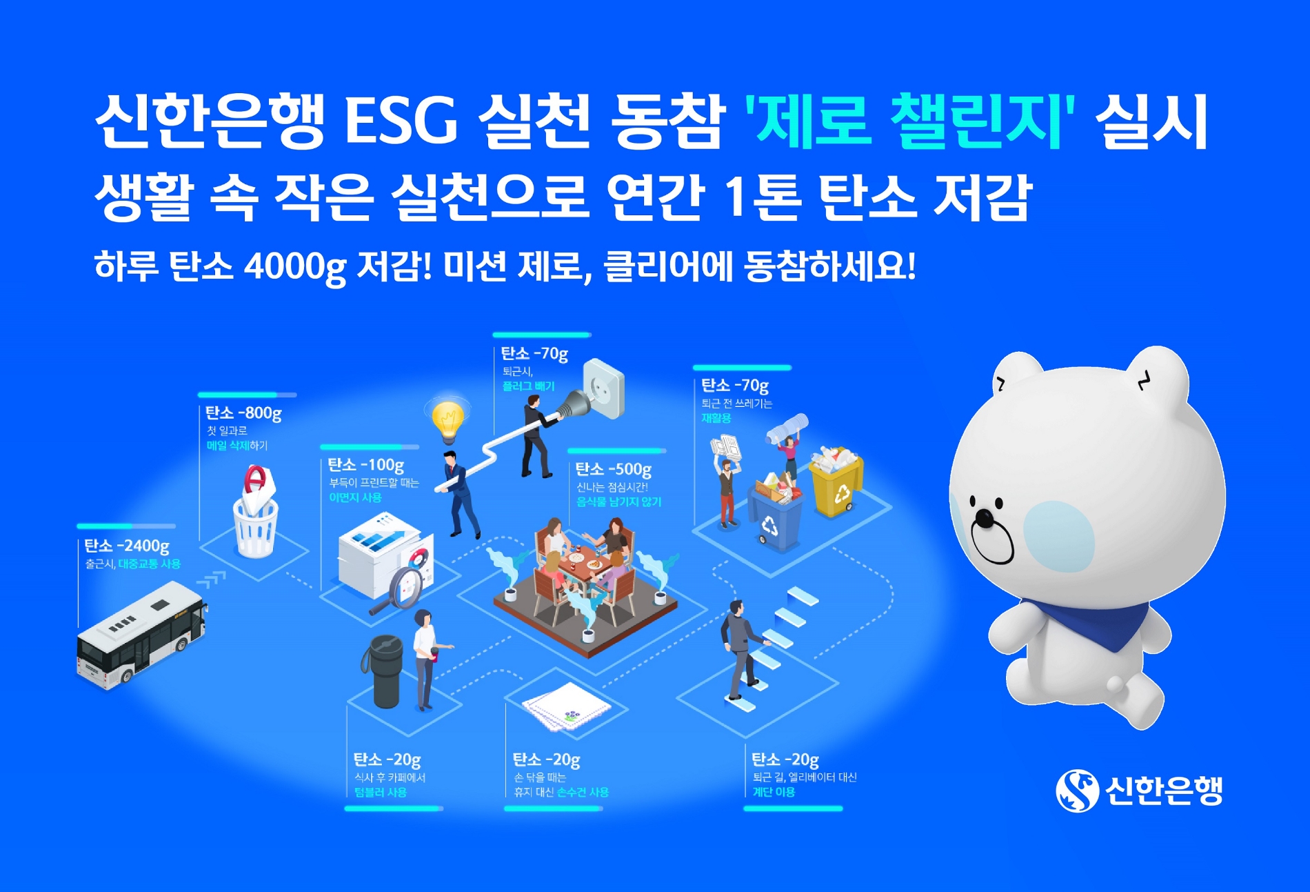 신한은행, ESG 실천 동참 ‘제로 챌린지’ 실시