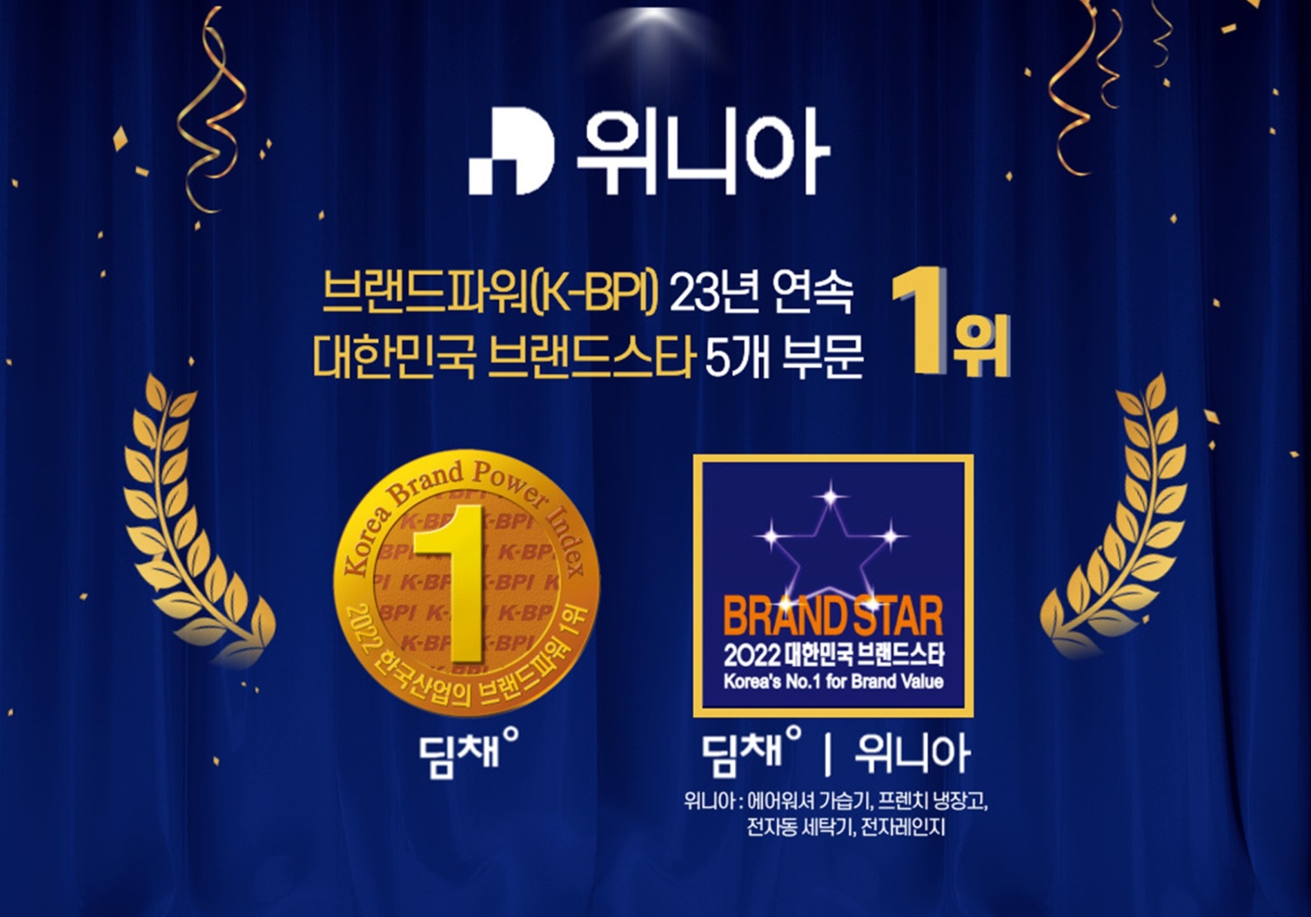 위니아 ‘대한민국 브랜드스타’ 5개 제품 부문 1위 선정