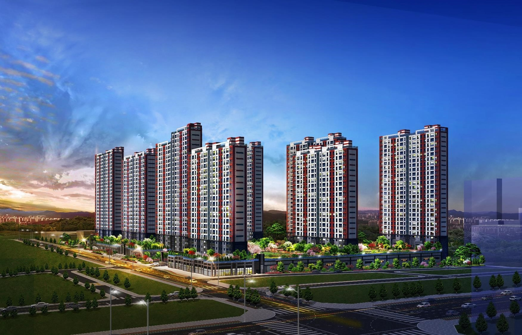 화성비봉 예미지 센트럴에듀 야경투시도.