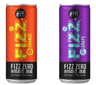 웅진식품 제로칼로리 과일맛 탄산 '815피즈 제로' 오렌지, 포도 출시