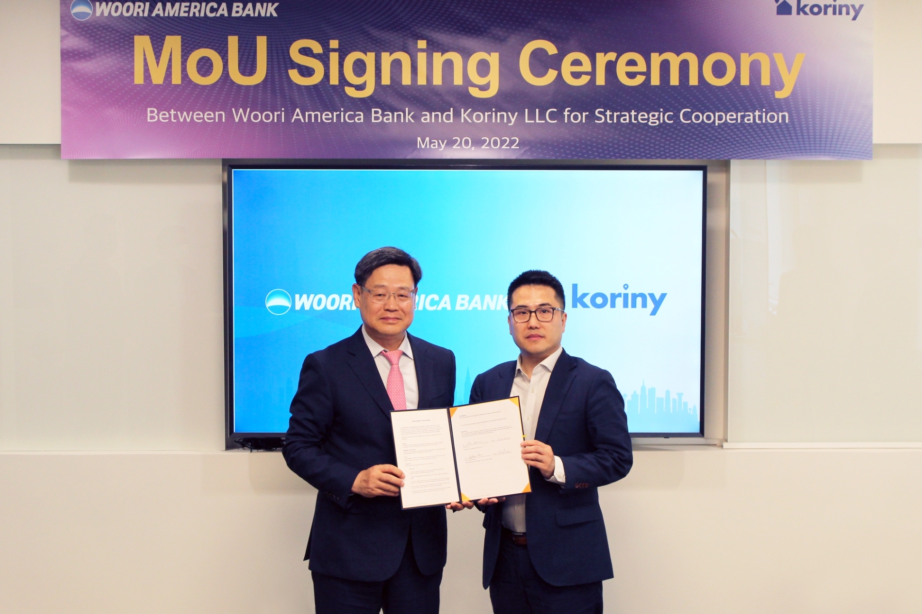 우리아메리카은행, 부동산플랫폼 코리니(Koriny)와 업무협약 체결