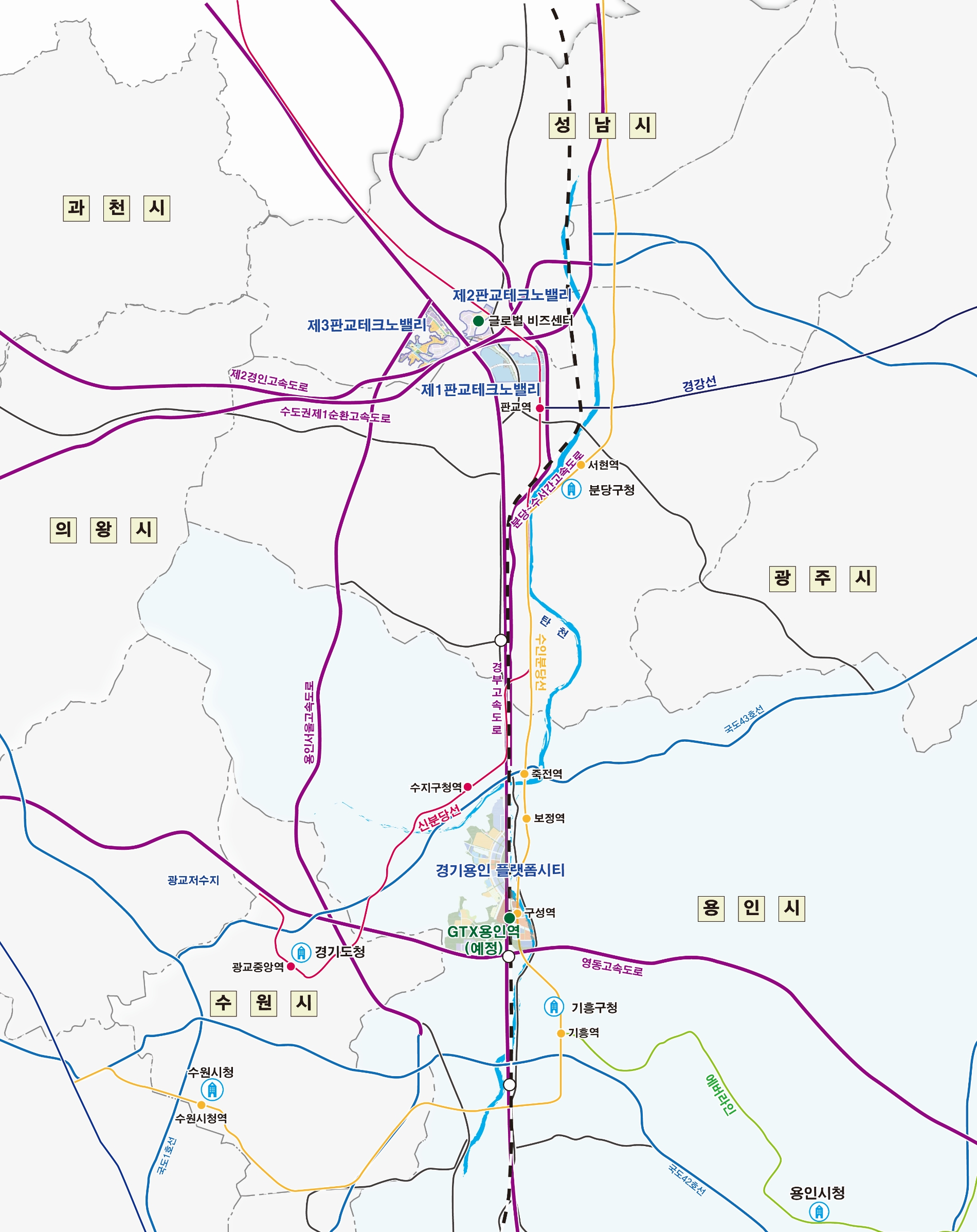 제3판교TV, 경기용인플랫폼시티, 글로벌비즈센터 위치도