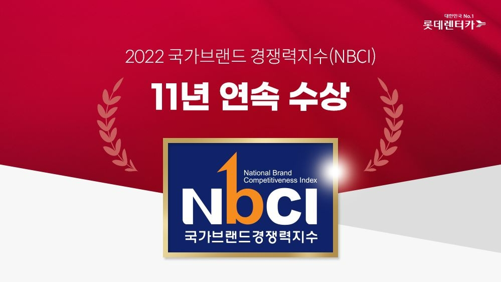 [산업단신] 롯데렌터카, 국가브랜드경쟁력지수(NBCI) 11년 연속 1위