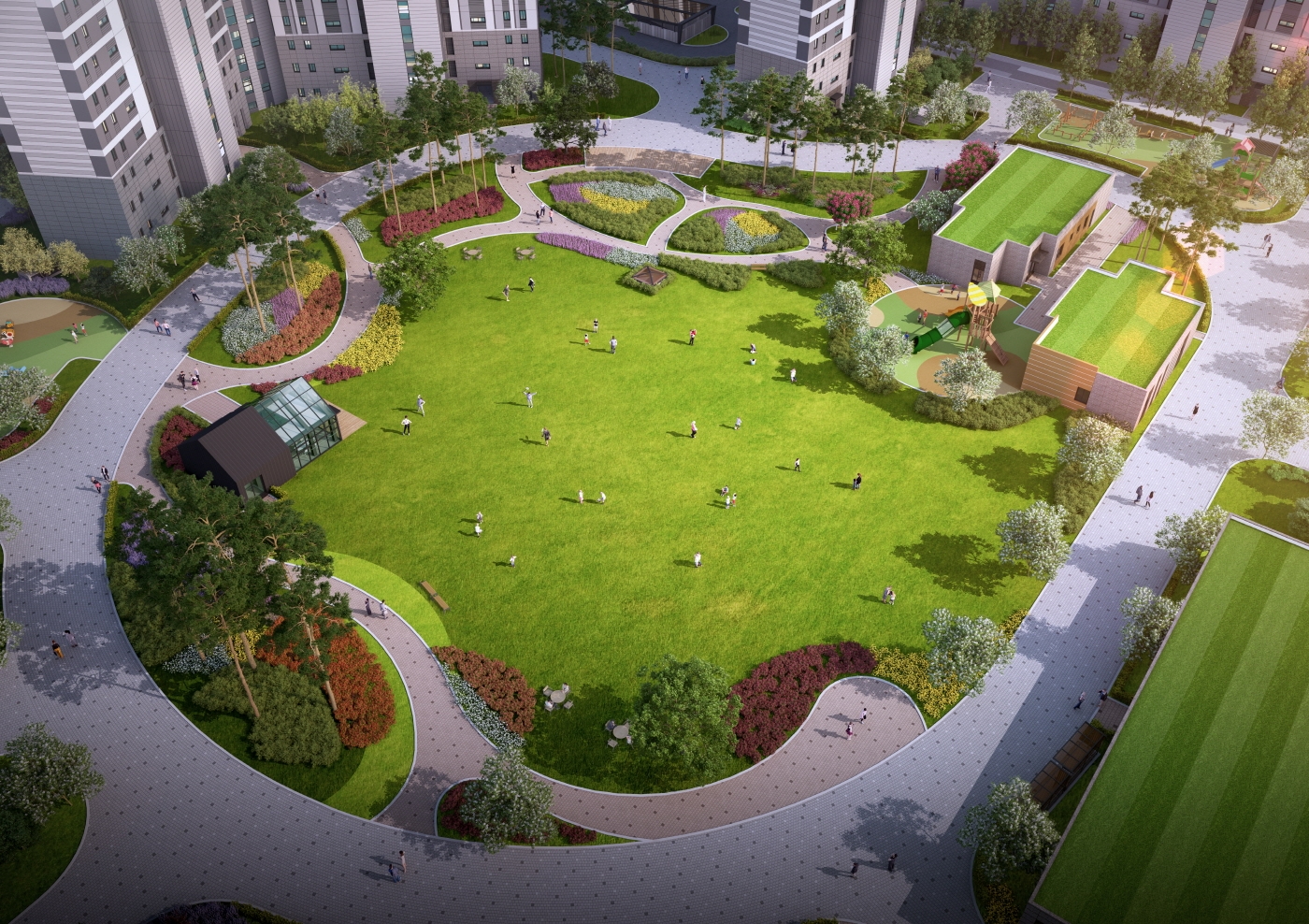 e편한세상 사천 스카이마리나 중앙광장.(사진=DL건설)