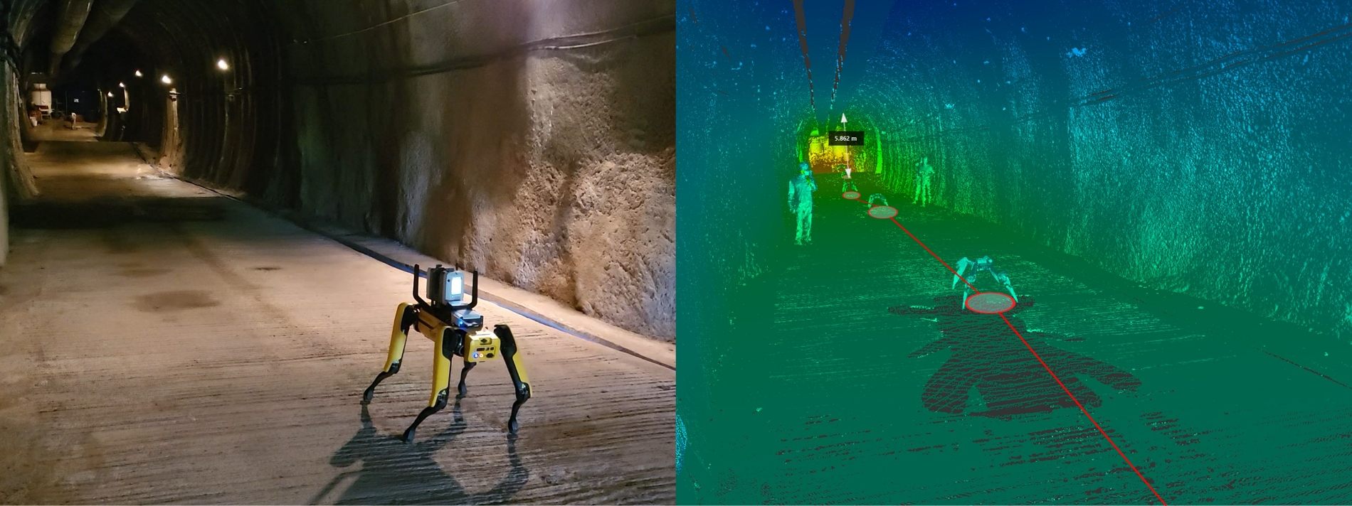 레이저 스캐너를 활용한 터널 현장 3D 형상 데이터 취득 및 분석.(사진=현대건설)