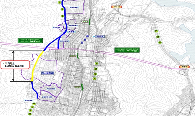 금샘로 위치도.(제공=부산 금정구)