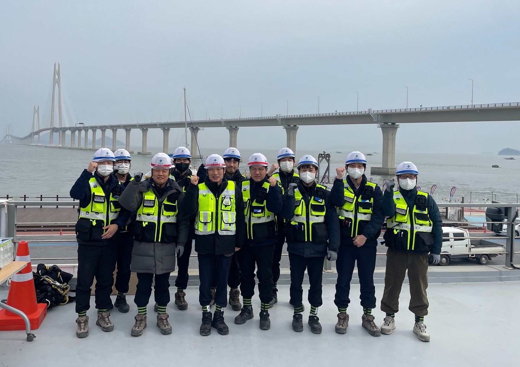 국토안전관리원 이용강 부원장, 천사대교 안전점검 현장 방문 전경..(사진=국토안전관리원)