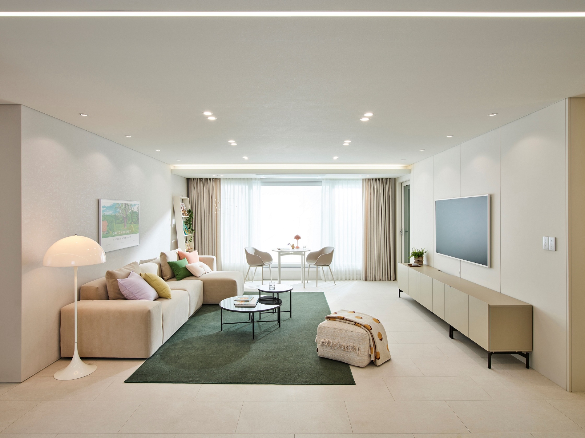 한샘 2023년 스타일패키지 신상품 '슬림뉴트럴' 거실 모습.(사진=한샘)