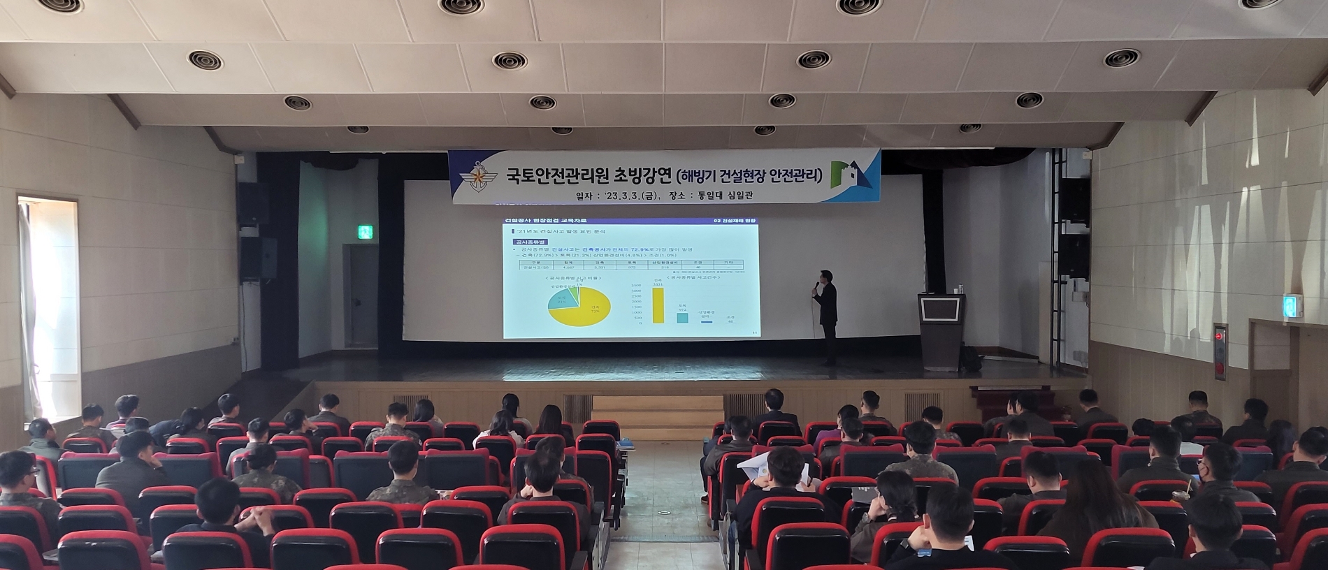 국토안전관리원 강원지사, 국방부 강원시설단 해빙기 건설현장 안전교육 모습.(사진=국토안전관리원)