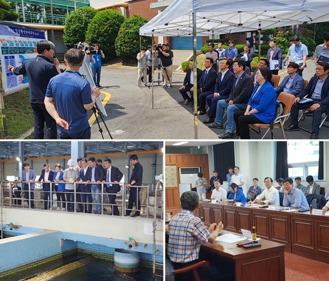 화명정수장 방문 모습.(사진제공=더불어민주당부산시당)