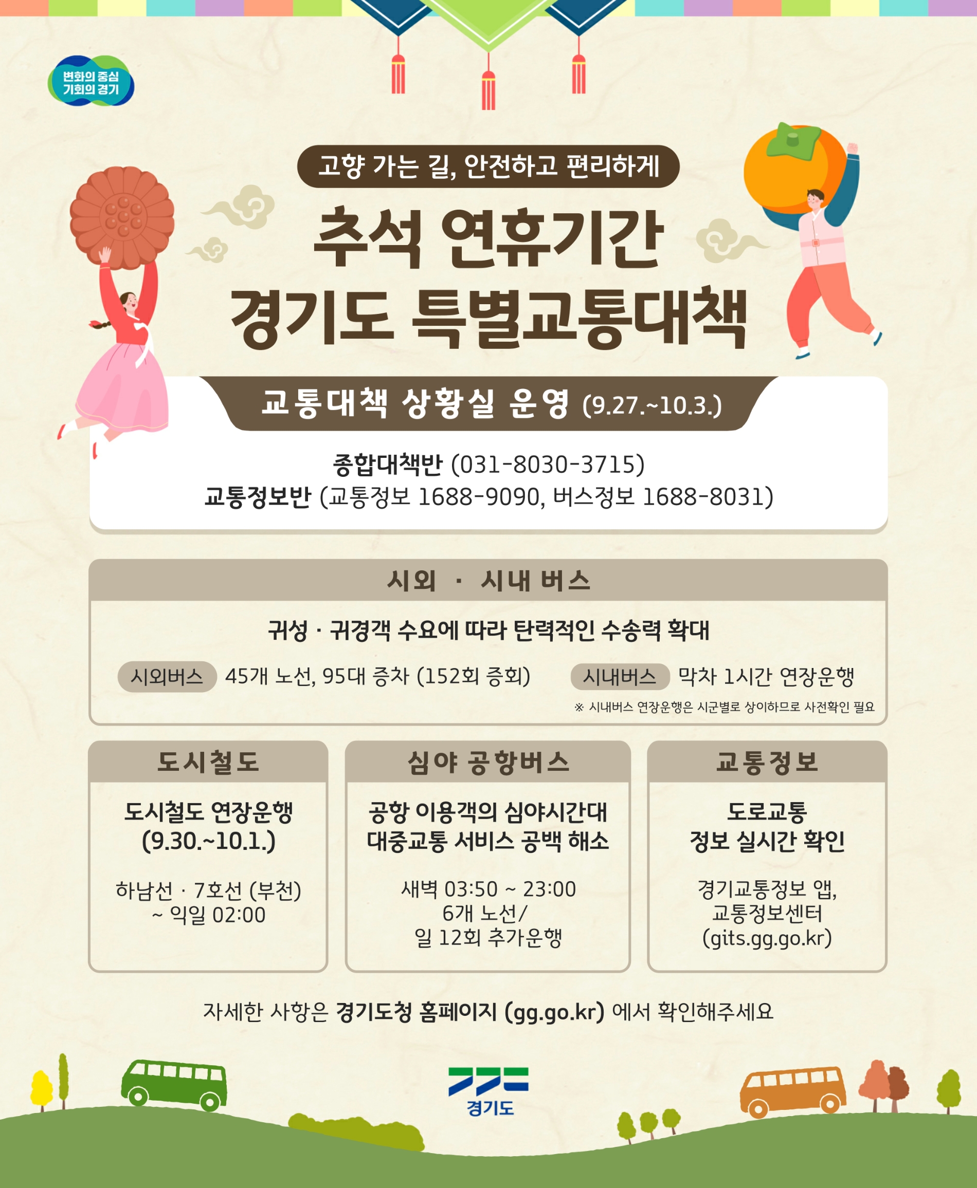 추석 연휴 특별교통대책 안내