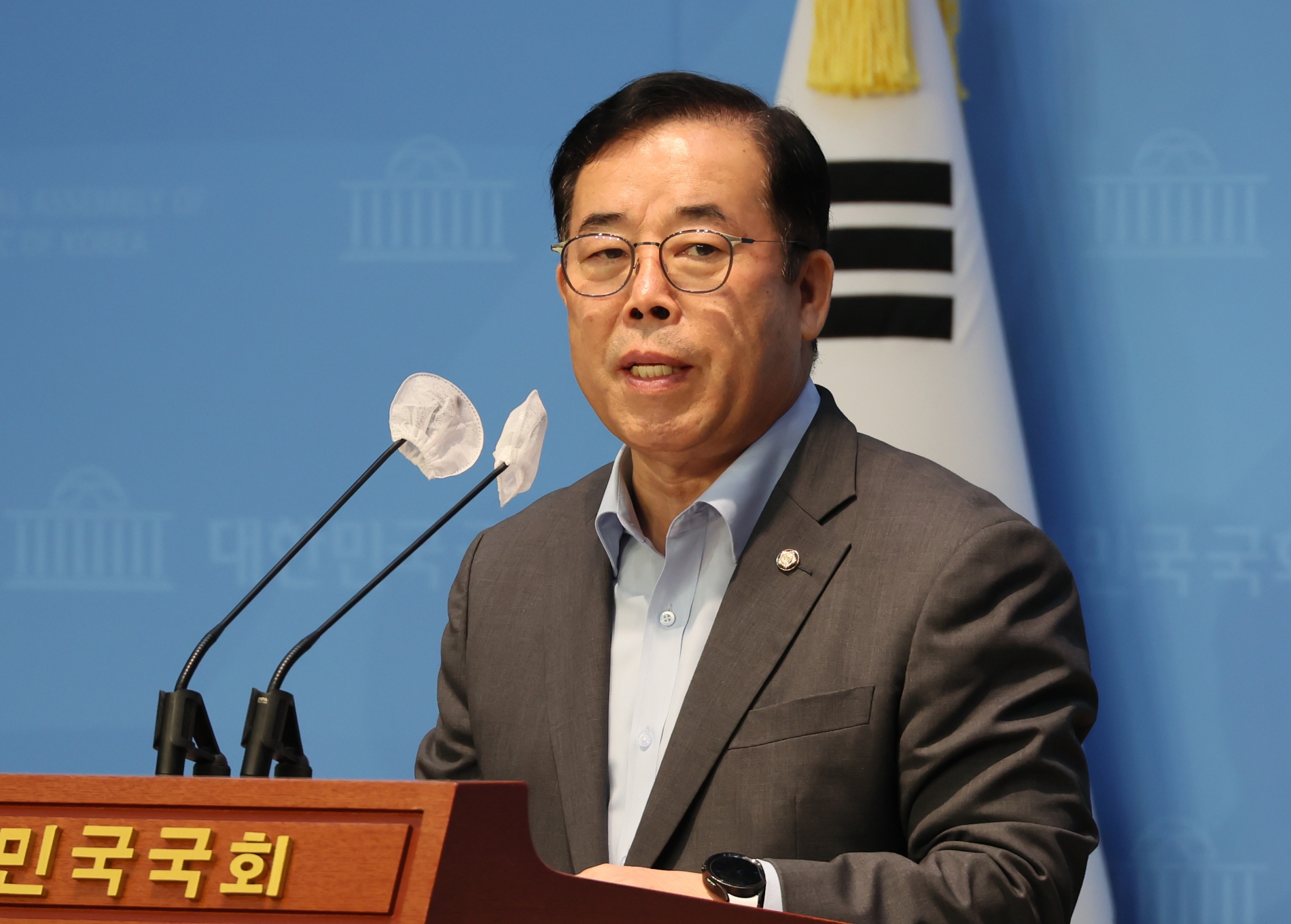 국민의힘 박성중 의원의 포털 다음 여론조작 의혹 관련 기자회견 모습.(서울=연합뉴스)