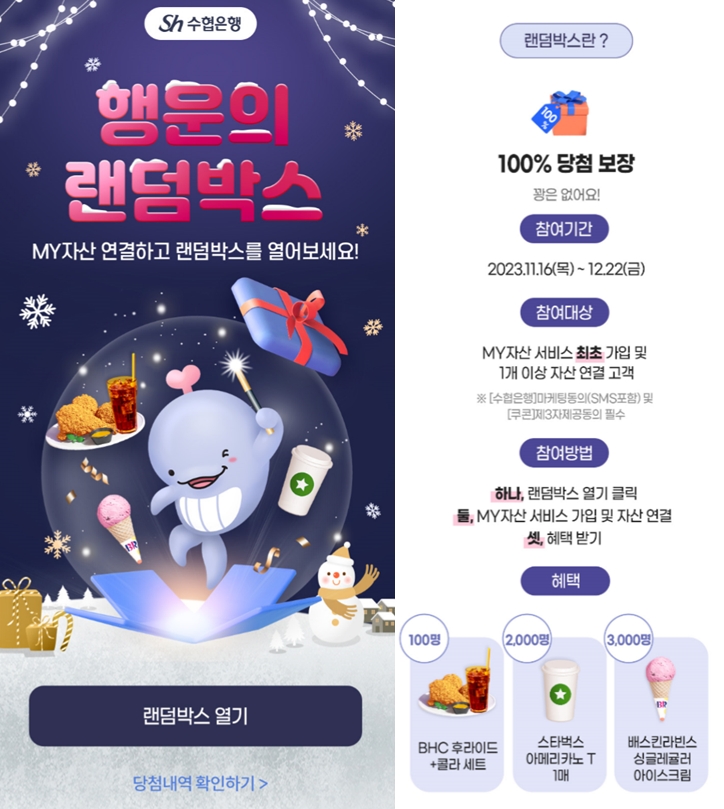 Sh수협은행 ‘MY자산’ 신규가입 고객에 랜덤박스 이벤트 실시