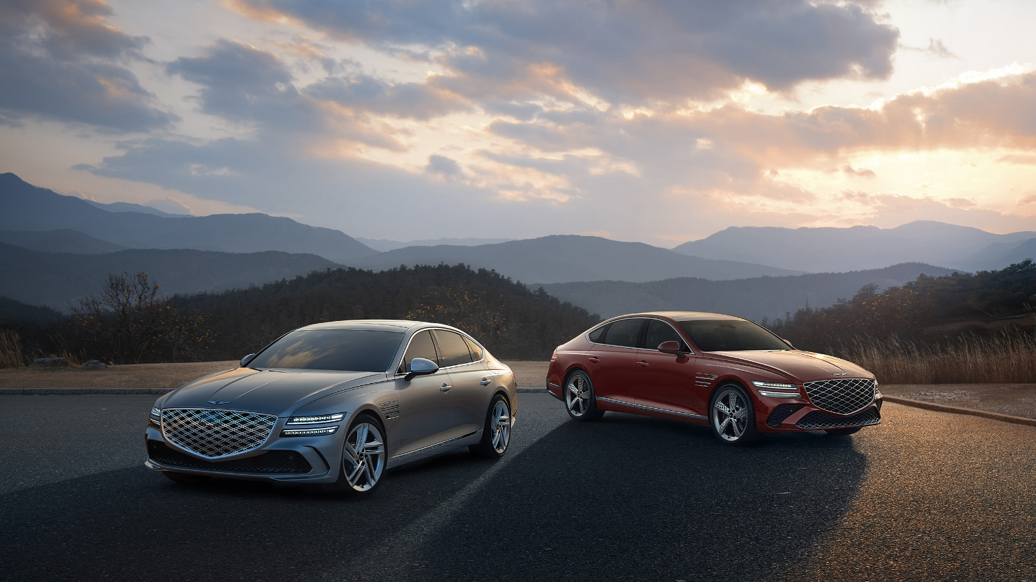 G80 부분변경 모델과 G80 스포츠 패키지.(사진=제네시스)