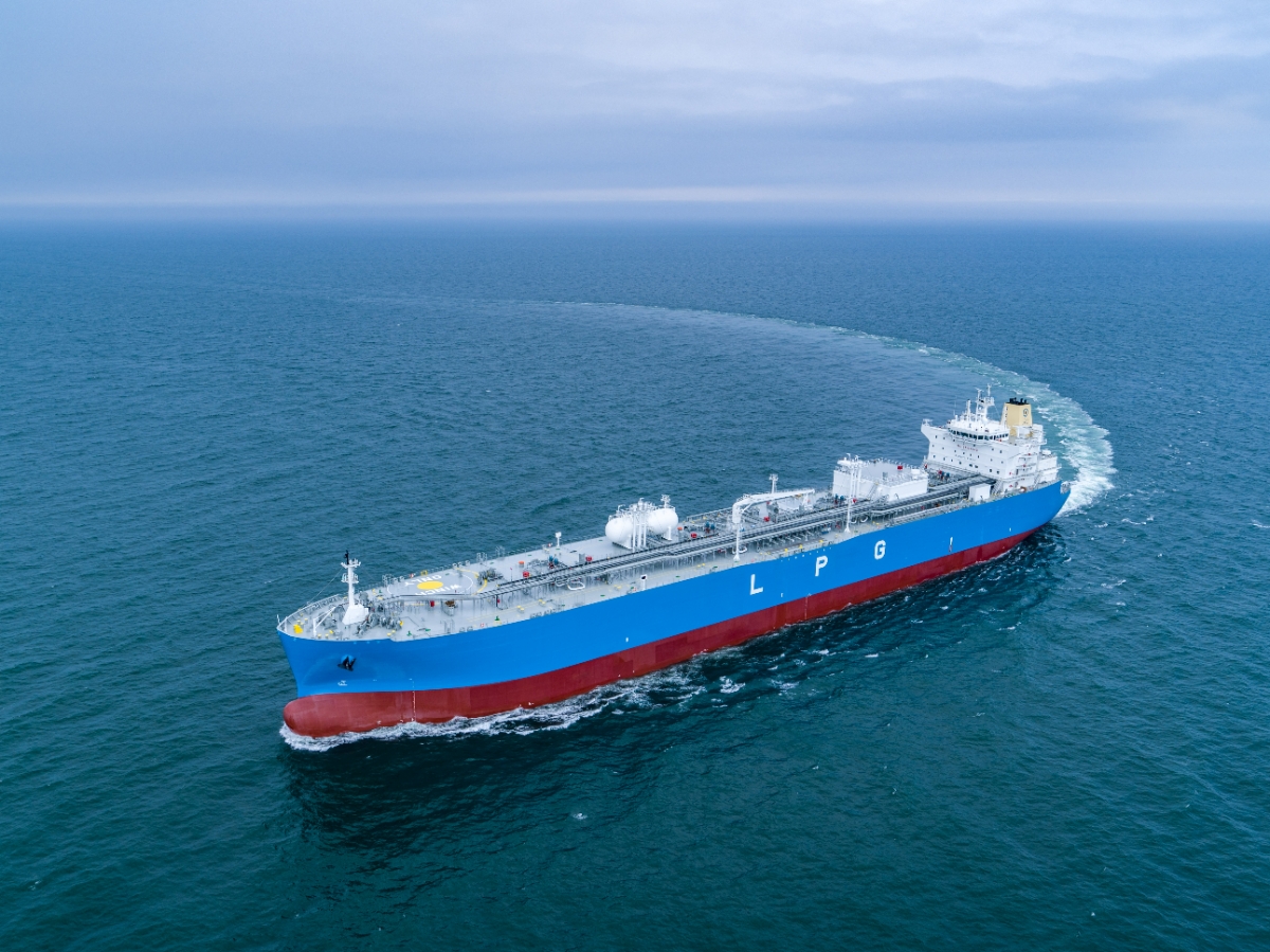 HD현대중공업이 지난 2023년 건조해 인도한 초대형 LPG운반선(VLGC)의 시운전 모습.(사진=HD현대)