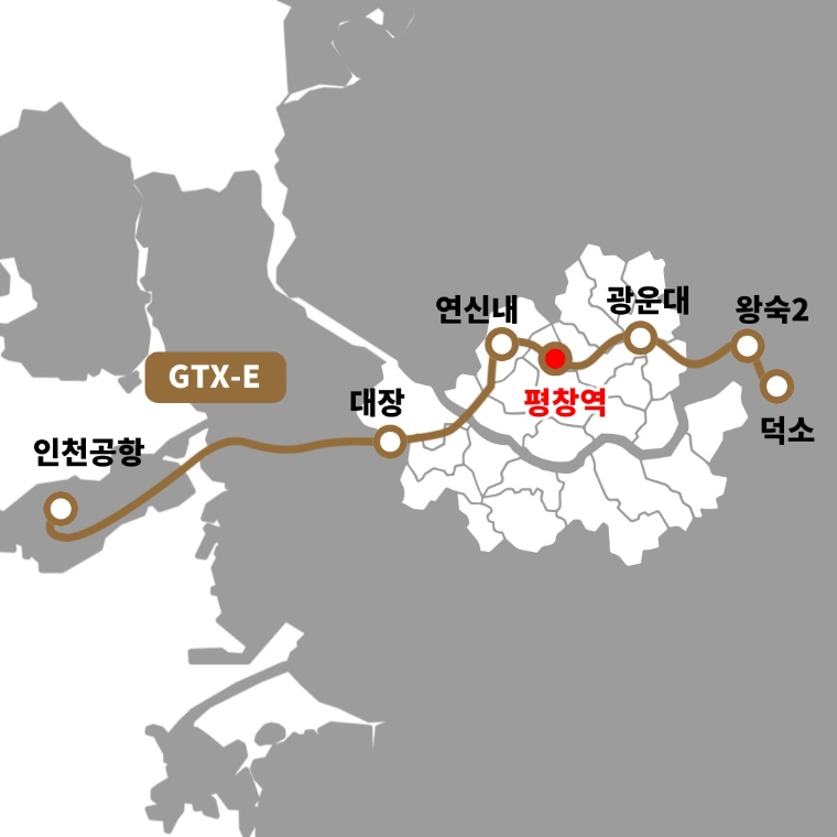 수도권광역급행철도 GTX-E 노선 계획도 (자료=최재형 의원실)