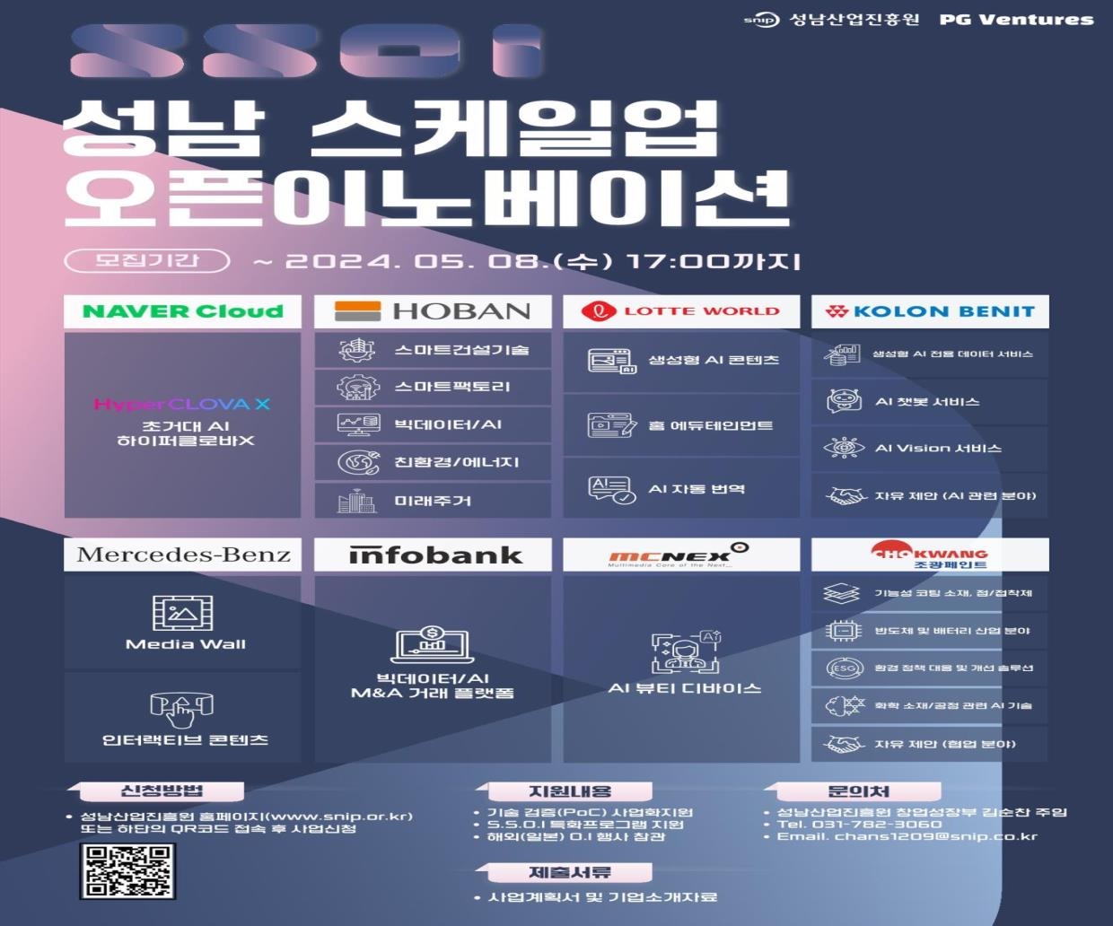 2024년 성남 스케일업 오픈이노베이션 (S.S.O.I) 참여기업 모집 포스터
