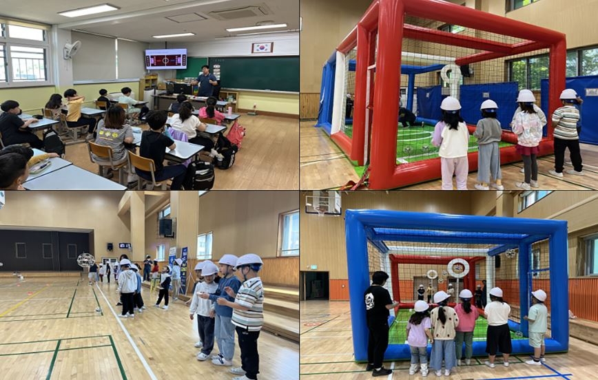 전문 강사가 직접 학교로 방문해 드론축구 수업을 진행하고 있다.