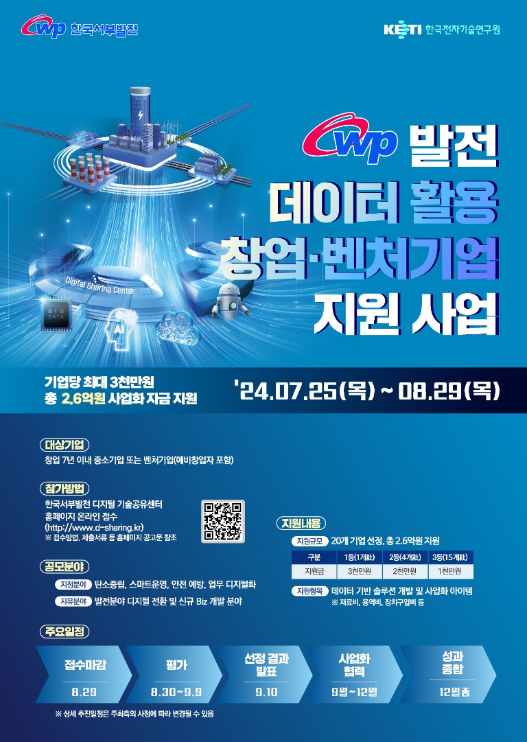 서부발전, 발전 데이터 활용 창업·벤처기업 협업사업 공모