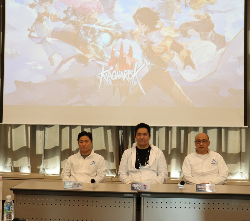왼쪽부터 유준 사업 팀장, 이희수 사업 팀장, 김성진 사업 PM. 사진=그라비티
