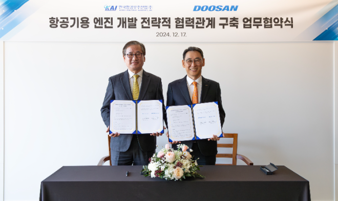 두산에너빌리티, KAI와 항공기용 엔진 개발 전략적 협력관계 구축 업무협약 체결
