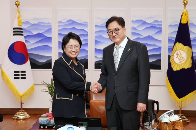 우원식 의장, 김선민 조국혁신당 당대표 권한대행 접견