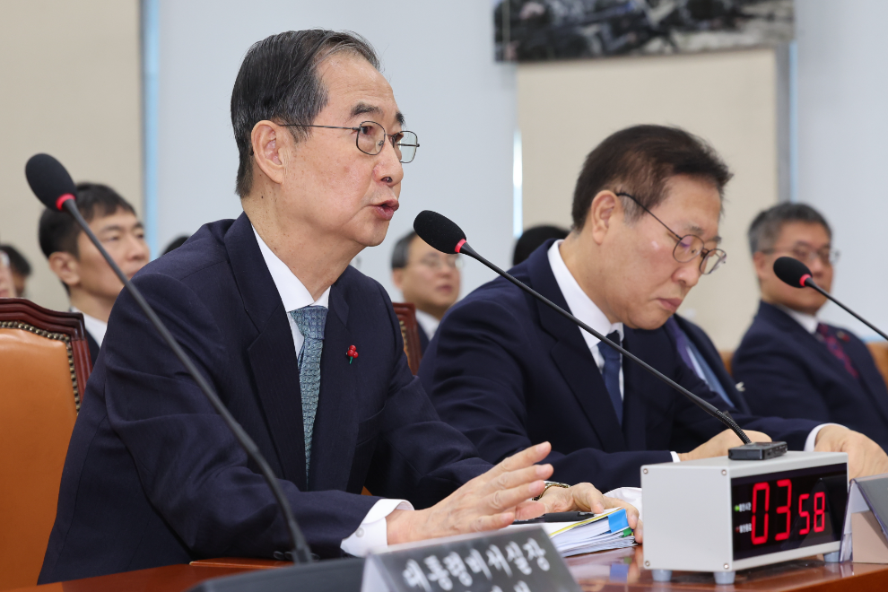 '내란 국조특위'에서 답변하는 한덕수 총리(사진=연합뉴스)