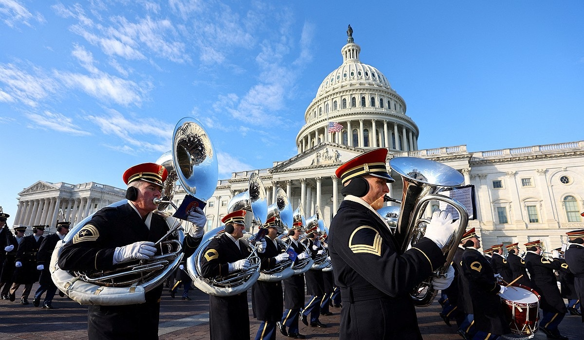트럼프 대통령 당선인 취임식 군악대 리허설(사진=연합뉴스)
