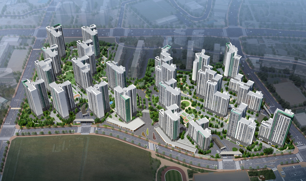 영통 푸르지오 트레센츠, 영통 푸르지오 파인베르 전체 조감도.(사진=대우건설)