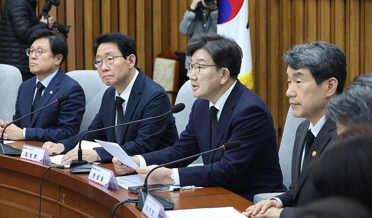 17일 국회에서 열린 학교 안전 강화를 위한 당정협의회에서 국민의힘 권성동 원내대표가 발언하고 있다.(사진=연합뉴스)