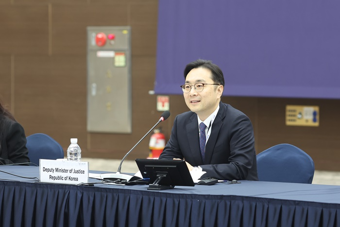 송강 법무부 검찰국장이 환영사를 하고 있다.(사진제공=법무부)