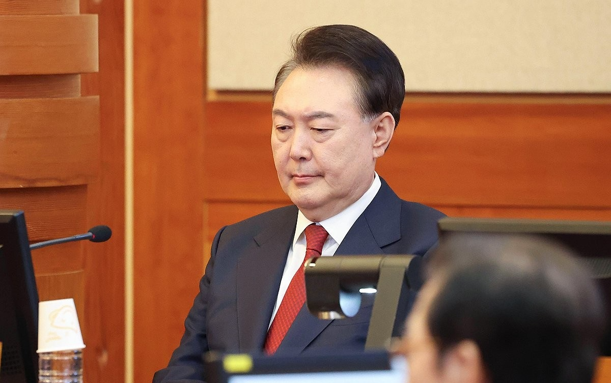헌법재판소 변론에 참석한 윤석열 대통령(사진=연합뉴스)