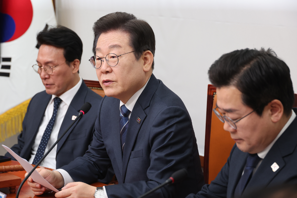 최고위원회의 참석한 이재명 대표(사진=연합뉴스)