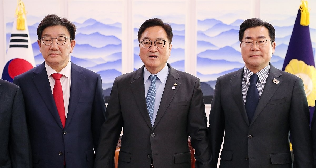 우원식 국회의장-박찬대 원내대표-권성동 원내대표(사진=연합뉴스)
