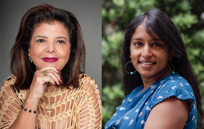 (왼쪽부터) ’브라질여성그룹’ 루이자 헬레나 트라자노 대표와 ‘뉴인센티브’ 스베타 자넘팔리 대표. 사진=SK바이오사이언스